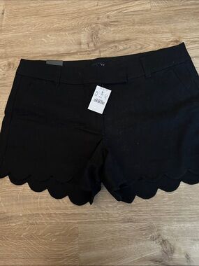 J. Crew Black Scalloped Hem High Waist Women's Shorts